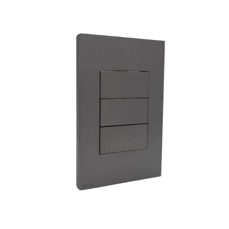 Interruptor Triple Línea Plus Color Gris