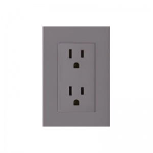 Toma Doble Polo Tierra Línea Plus Color Gris