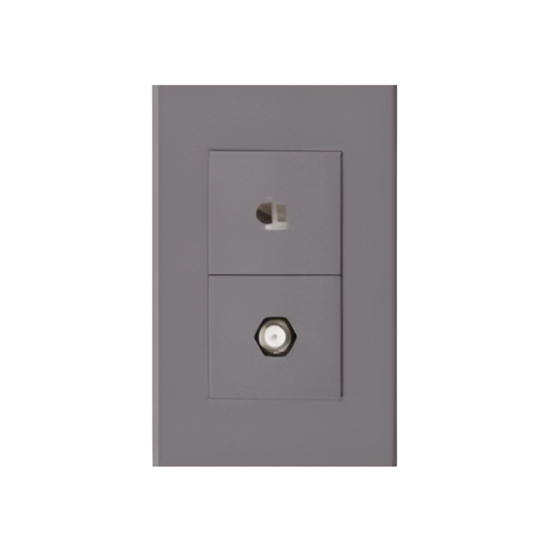 Toma Coaxial + Teléfono RJ11 Línea Plus Color Gris