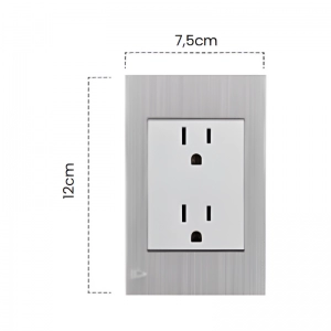 Toma Doble Polo Tierra Stainless