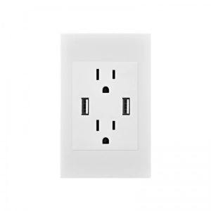 Toma Doble Polo a Tierra +USB x2 Premium Blanco