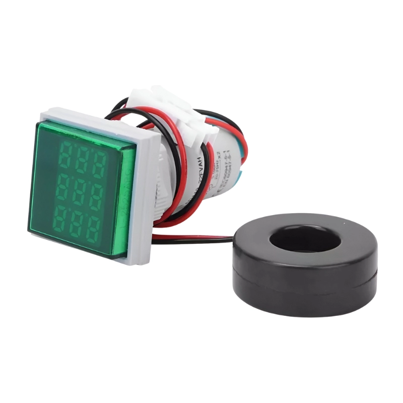 Voltímetro Digital 60-500 Vac  Verde Cuadrado/Tipo Piloto