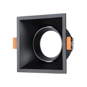 Bala De Empotrar Cuadrada fija Para GU10 Negro ILUMAX