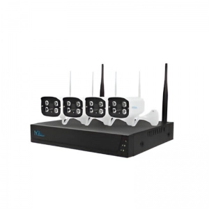 Kit Nvr 4Ch Wifi 4 Cámaras Tipo Bala De 2Mp Lente 3.6Mm Ir20M H.265 Wdr+1Sata/1Hdmi/1Rj45 Ip66