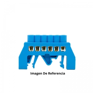 Barraje Distribución Montaje Riel 12P Azul