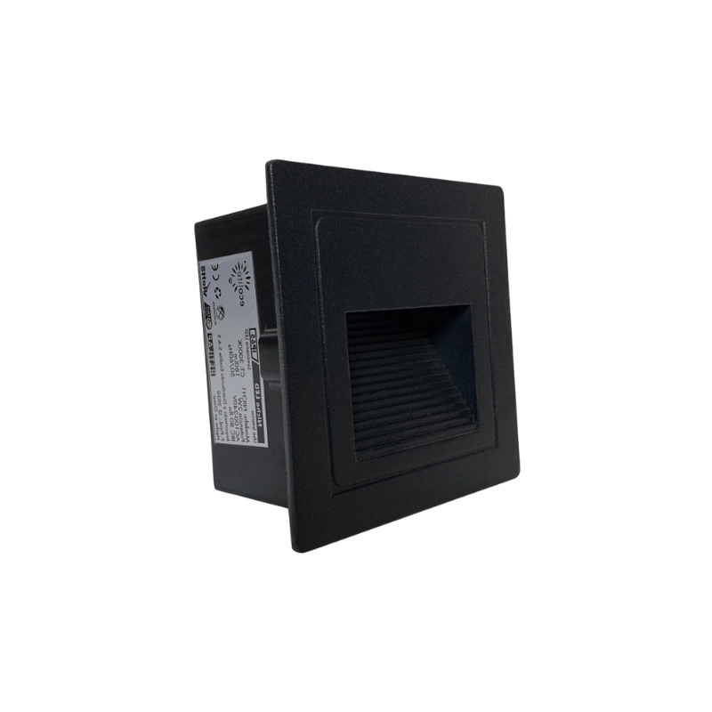 Aplique Nicho Para Pared 2W 3000K Negro Ecolite