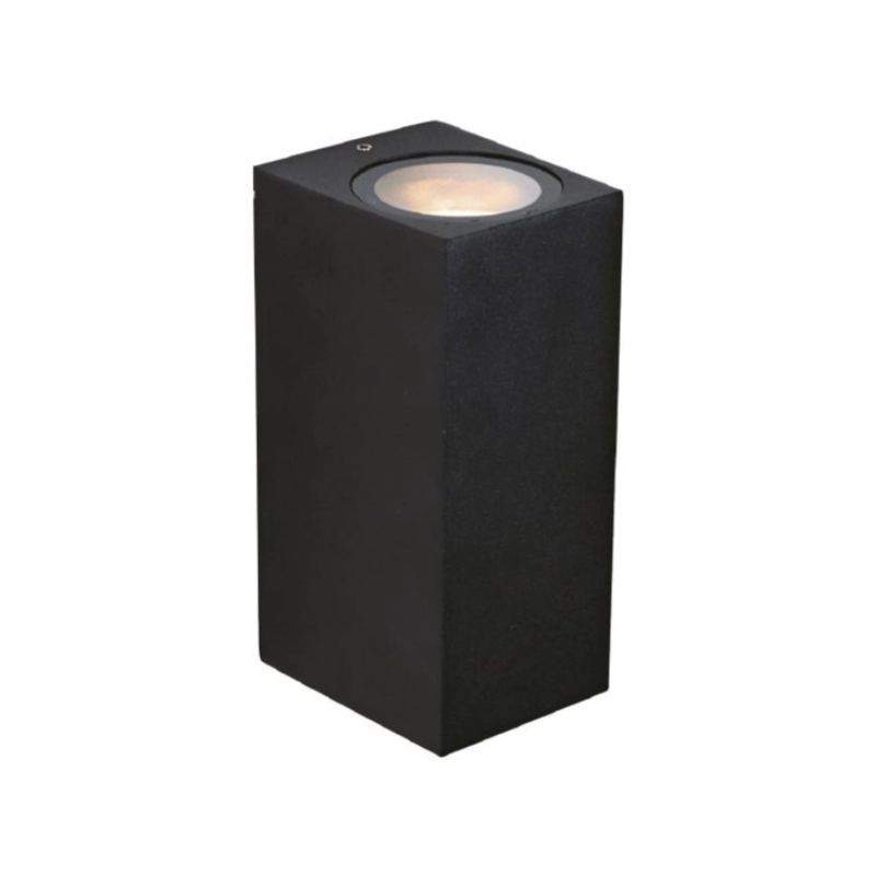 Aplique Pared 2Xgu10 Cuadrado Negro Ecolite