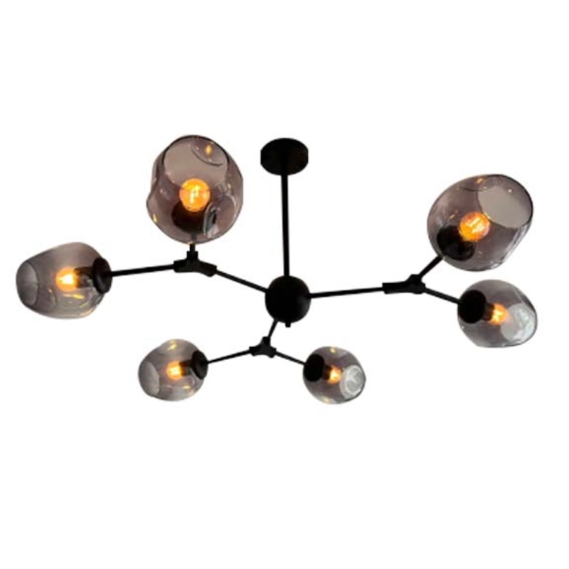 Luminaria Colgante 6Xe27 Ramal Humo Negro Ecolite