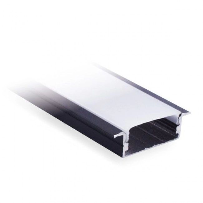 Perfil Aluminio + Pc B23Xh10 Incrustar Negro X3Mts Ecolite