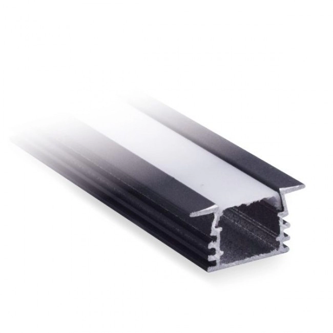 Perfil Aluminio + Pc B17Xh12 Incrustar Negro X3Mts Ecolite