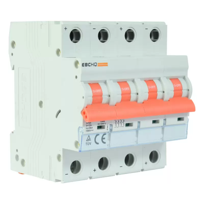 Breaker Montaje Riel 16A 6kA 4 Polos 1000VDC