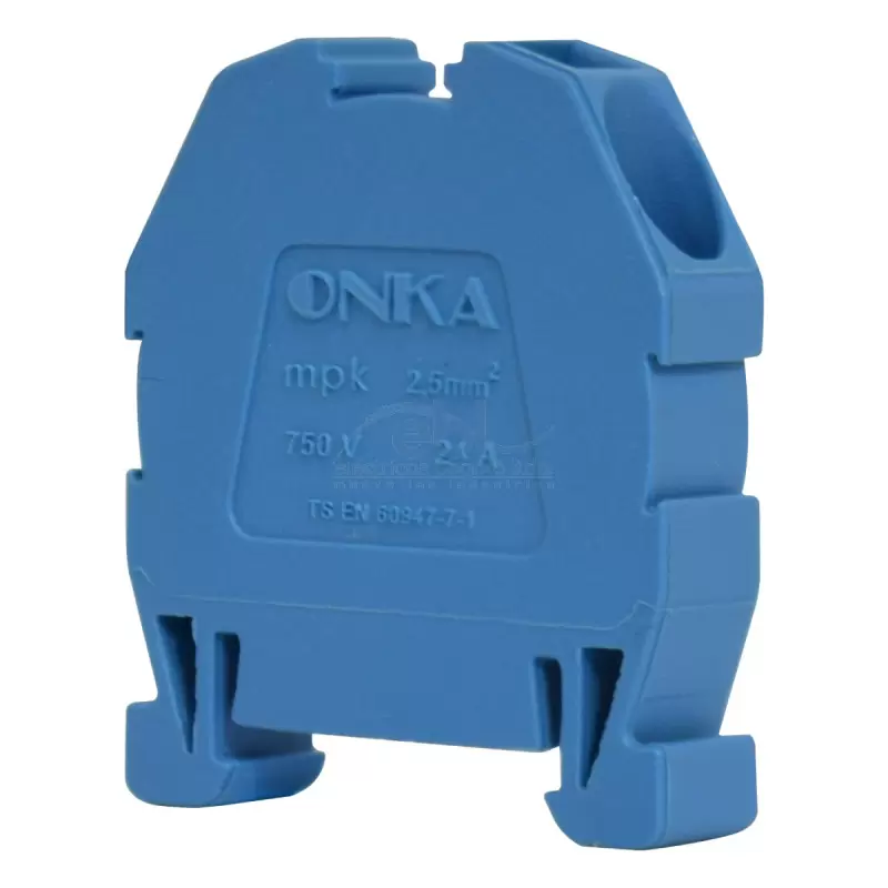 Bornera Tipo Resorte Onka 2.5Mm2 24A, Azul Riel Din 15mm