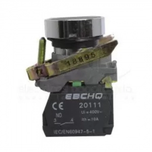 Pulsador Negro, Verde, Base Metálica 22mm