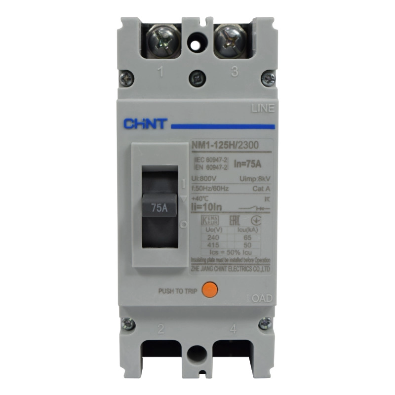 Breaker Industrial Chint 2 Polos 75A, 690V 125H