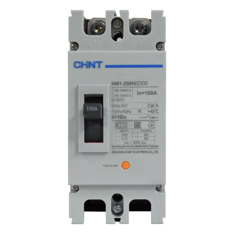 Breaker Industrial Chint 2 Polos 100A, 690V 250H