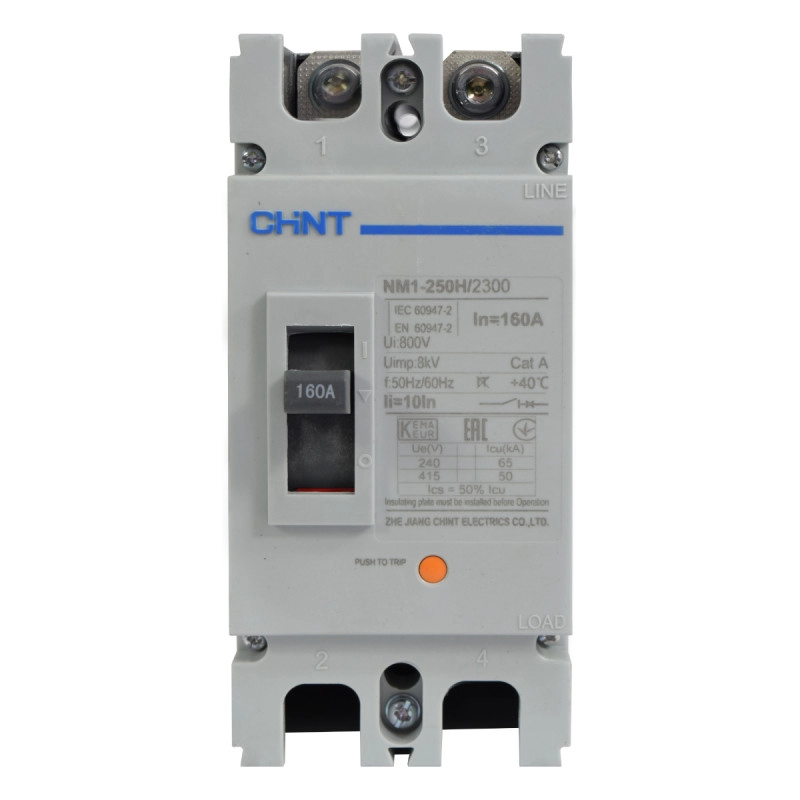 Breaker Industrial Chint 2 Polos 160A, 690V 250H