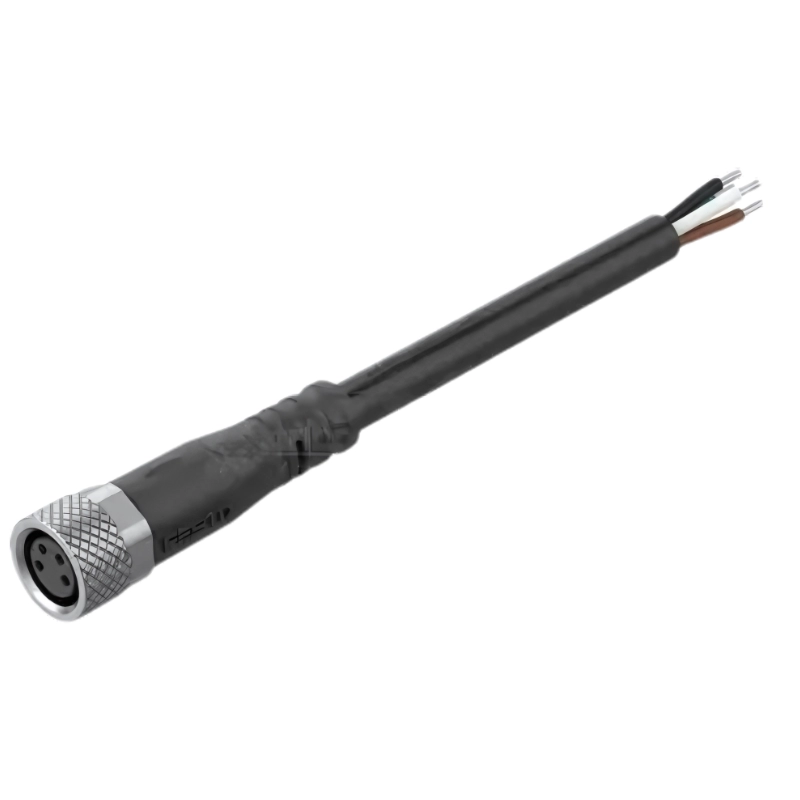 Cable de Conexión Para Alimentación Eléctrica Zócalo M8X1, Codificación A, 5 Metros, 4 Hilos Hembra