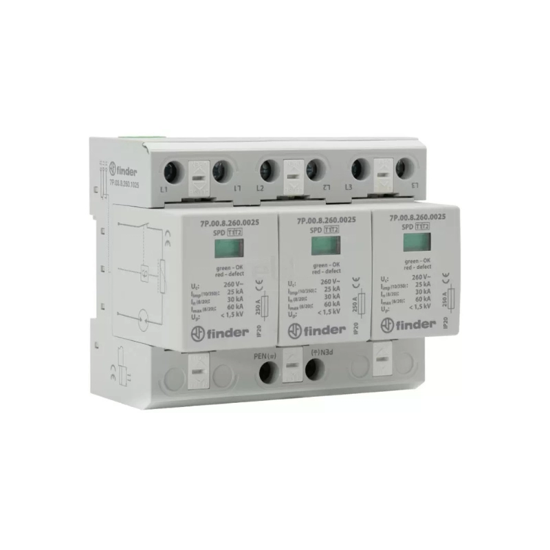 DPS T1+2 3 Polos 230vac Limp 25 Ka In 30ka