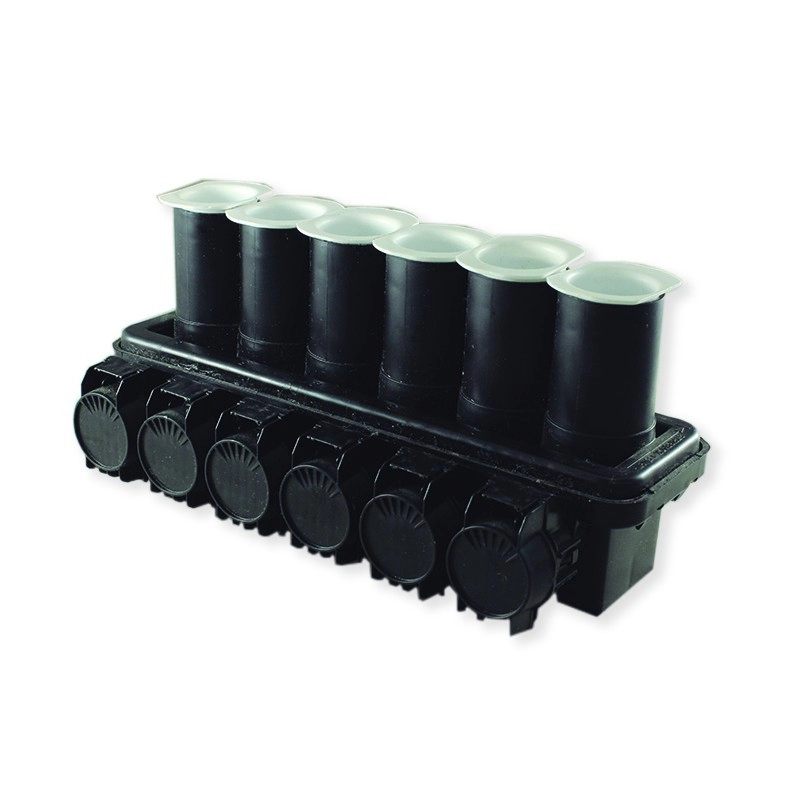 Barraje de 6 salidas De # 6 a 350 mcm, Tapa Negra