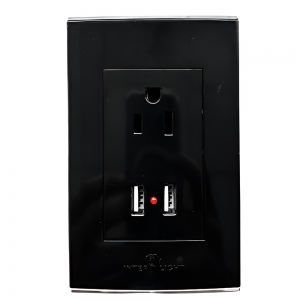 Toma Con Polo+USB Doble Michell Negro BC1812