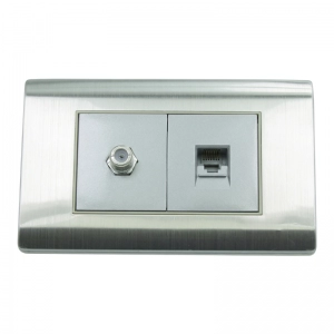 Toma Teléfono + Coaxial Acero Inoxidable