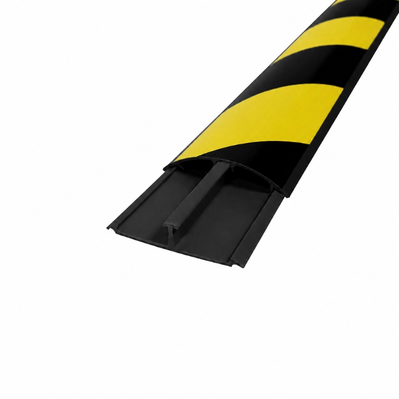Canaleta Bicolor De piso Curva 60x13 Con Adhesivo - Base Negra