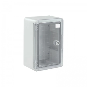 Gabinete ABS Transparente Con Placa Plástico 200x300x130mm Gris