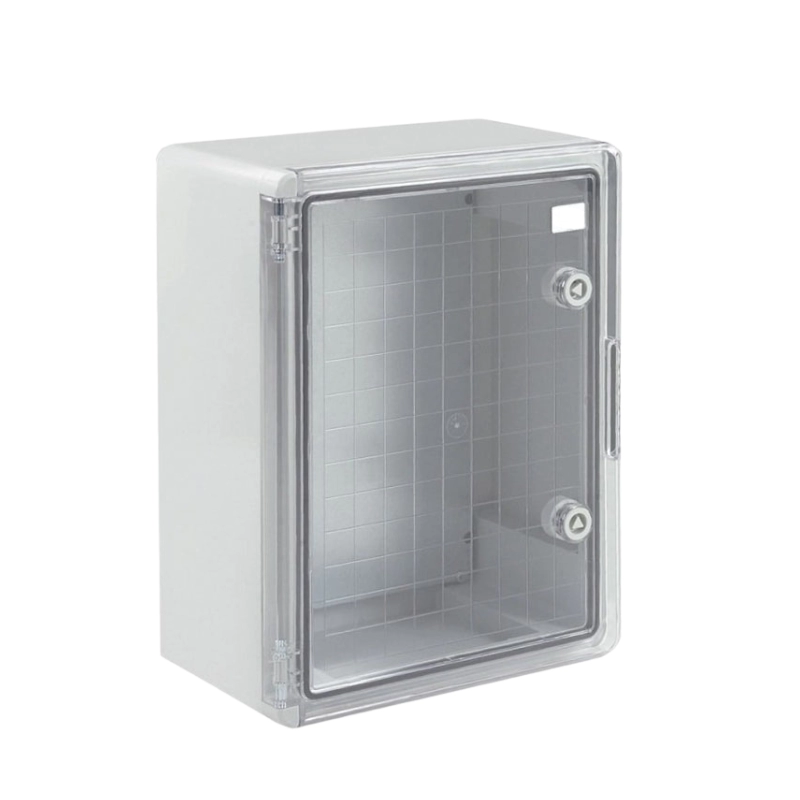 Gabinete ABS Transparente Con Placa Plástico 300x400x170mm Gris