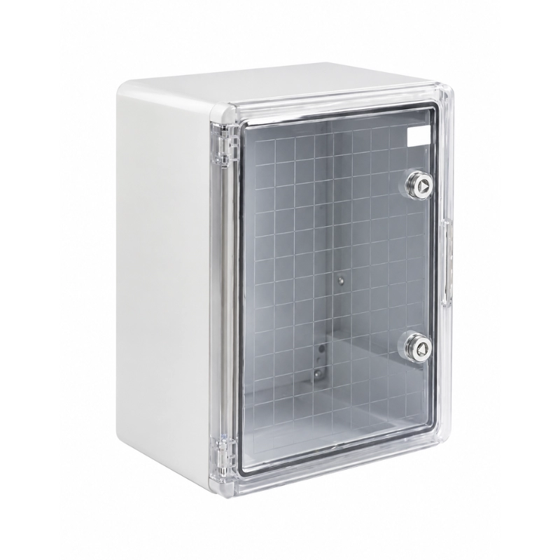Gabinete ABS Transparente Con Placa Plástico 300x400x220mm Gris