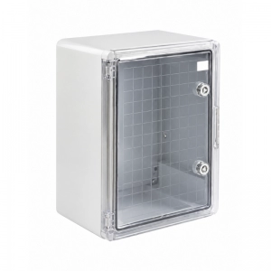 Gabinete ABS Transparente Con Placa Plástico 300x400x220mm Gris