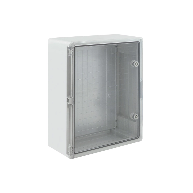 Gabinete ABS Transparente Con Placa Plástico 350x500x190mm Gris