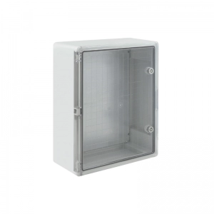 Gabinete ABS Transparente Con Placa Plástico 350x500x190mm Gris