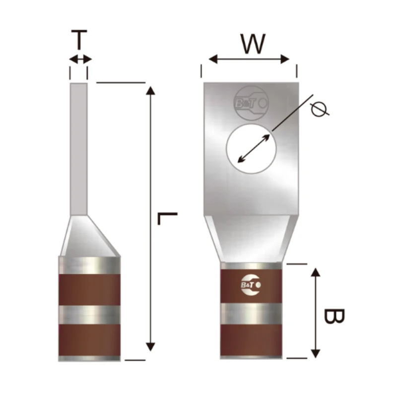 Terminal En Cobre Estañado Corto 2 AWG 3/8