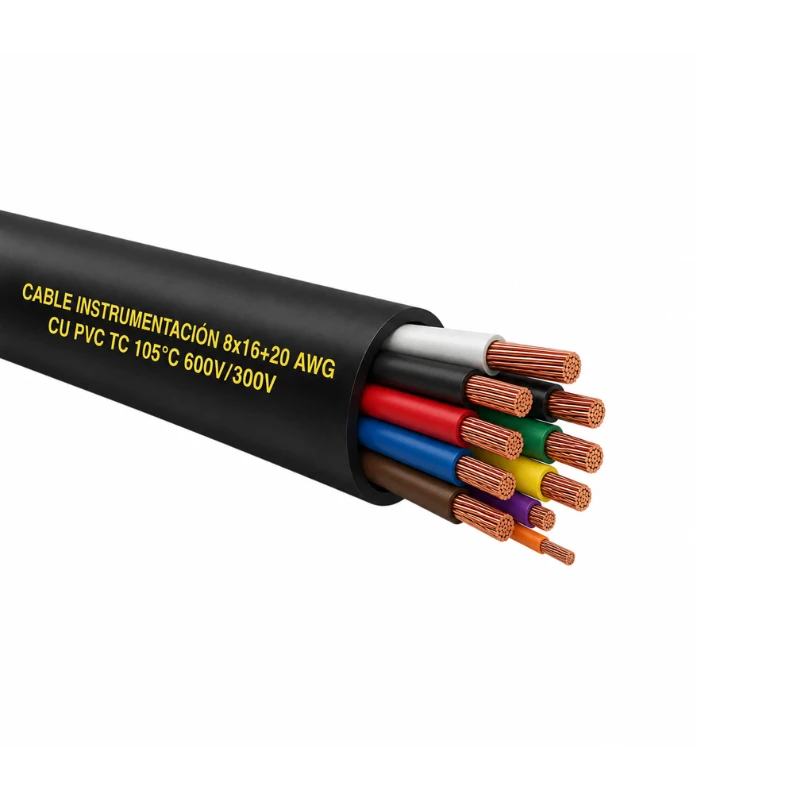 Cable Instrumentación 8x16+20 awg cu pvc tc 105°c 600v/300v