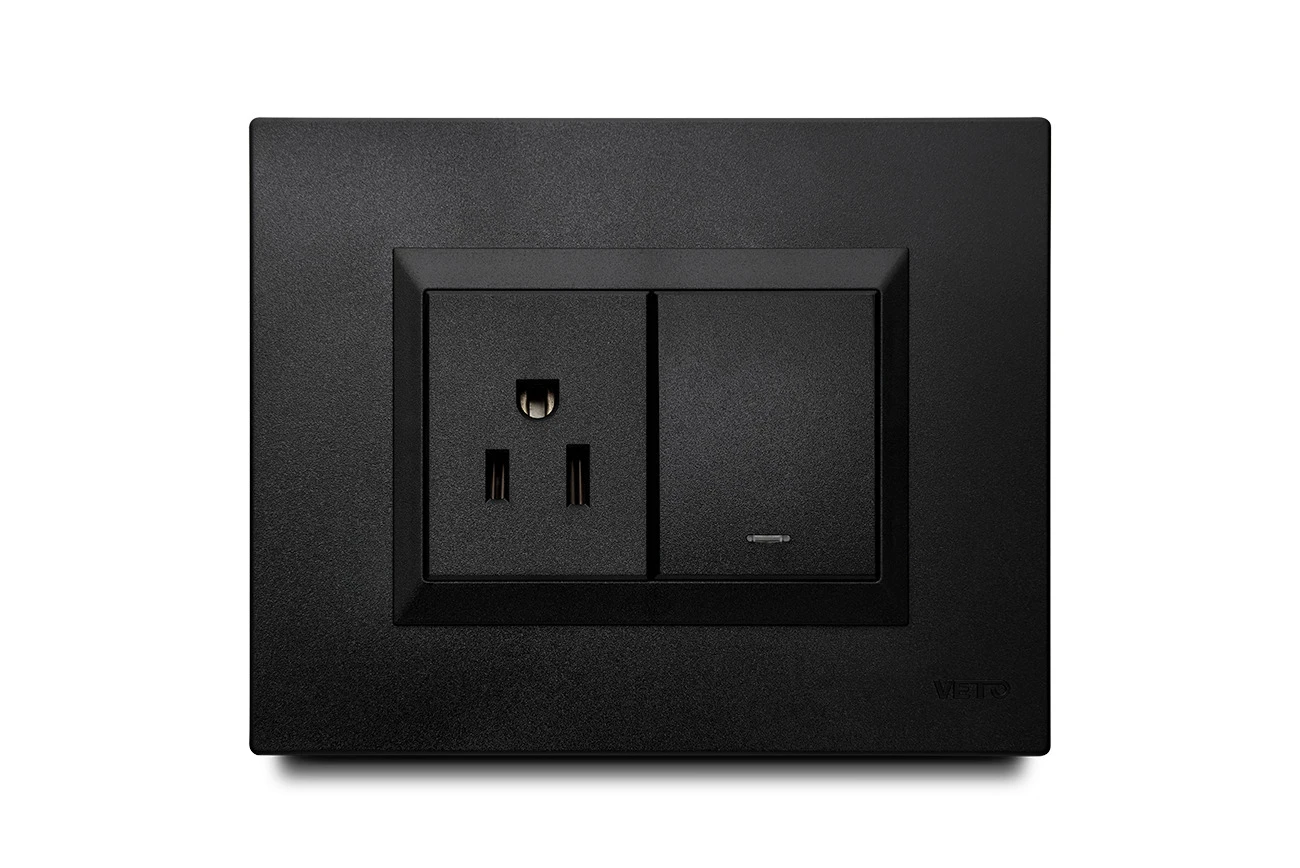 Mixto 1 Interruptor + 1 Tomacorriente Amer 2P+E