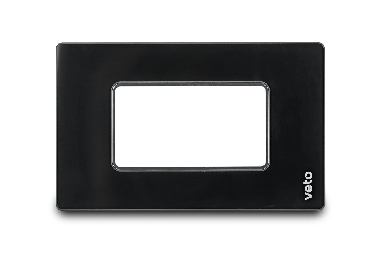 Placa Stilo Plata Vidrio Negro