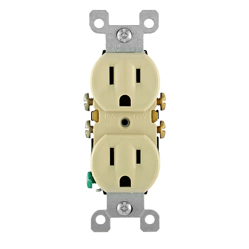 Toma doble con polo a tierra 15 A 125 V color crema