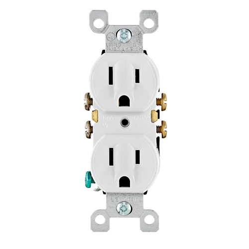 Toma doble con polo a tierra 15 A 125 V color blanco