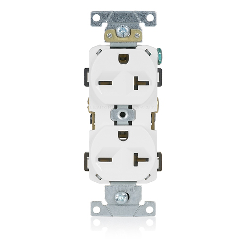 Toma doble pata trabada con polo a tierra 20 A 250 V color blanco