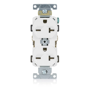 Toma doble pata trabada con polo a tierra 20 A 250 V color blanco