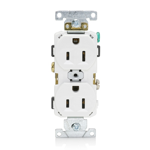 Toma doble con polo a tierra 15 A 125 V color blanco