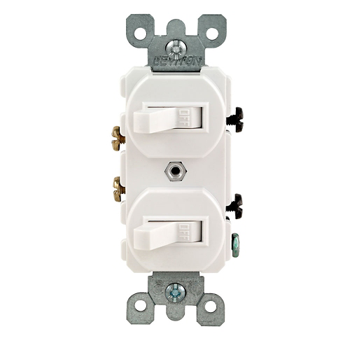 Interruptor doble 15 A 125 V color blanco