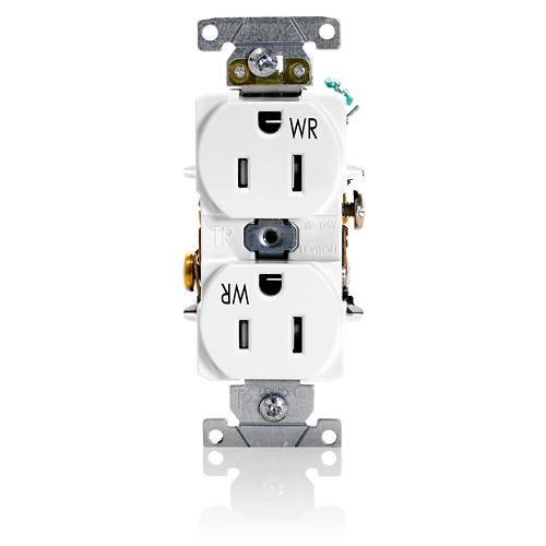 Toma doble a prueba de agua Tamper Resistant 15 A 125 V color blanco