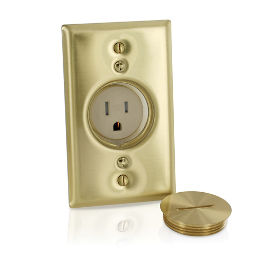 Toma sencilla con polo a tierra Tamper Resistant 15 A 125 V color marfil