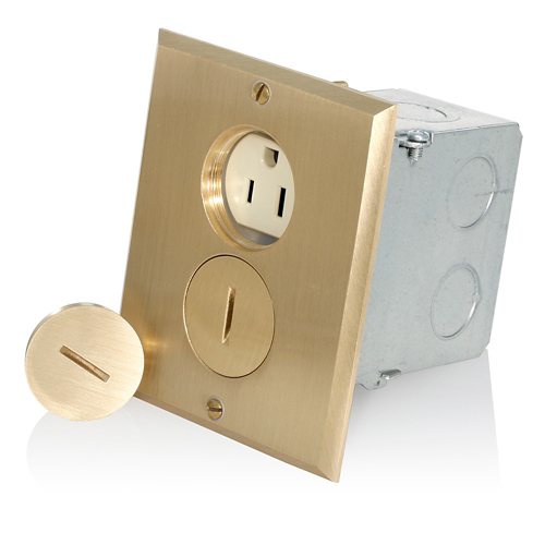 Toma doble con caja de piso 15 A 125 V color marfil