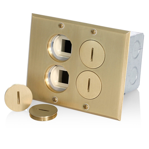 2 espacios vacíos Quickport + Toma doble 20 A 125 V color marfil