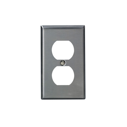 Tapa para toma doble en acero inoxidable