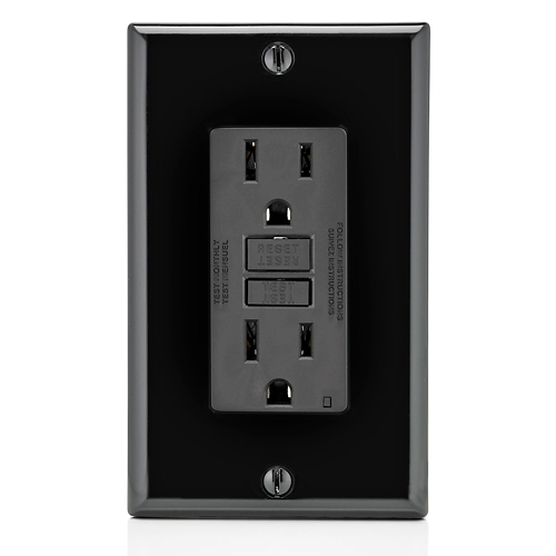 Toma doble GFCI 15 A 125 V color negro