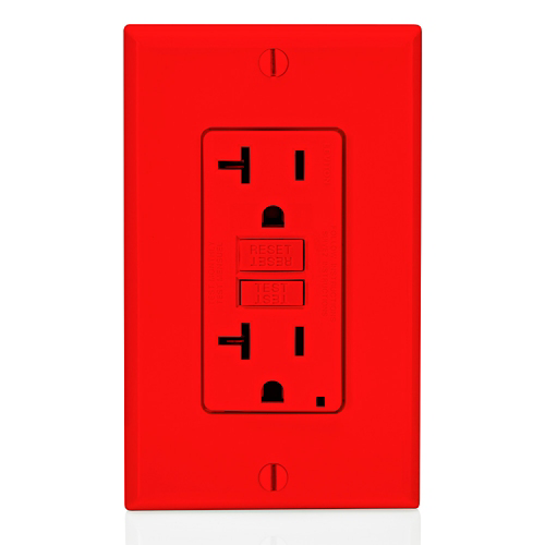 Toma doble GFCI 20 A 125 V color rojo