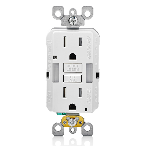 Toma doble GFCI con luz guía 15 A 125 V color blanco